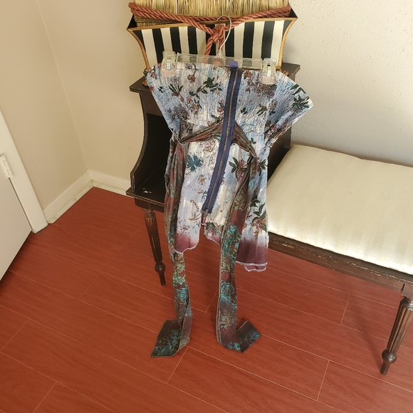 Free People zip front strapless shirt with tye - Picture 5 of 5